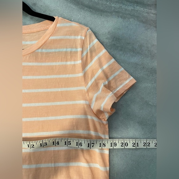 NWOT J. Crew Size L Coral Stripe Slub Tee Shirt Crew Neck Short Sleeve L - Picture 7 of 11